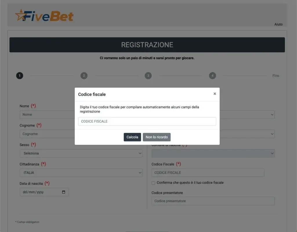 Apertura conto FiveBet in pochi passaggi